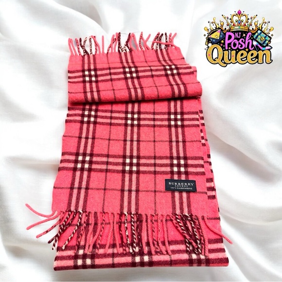 Burberry Pink Classic Vintage Check Cashmere Scarf - Picture 2 of 8